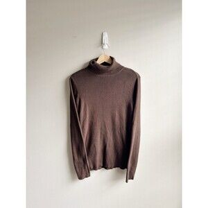 Kim Rogers Chocolate Brown Knit Turtleneck Shirt Size XL